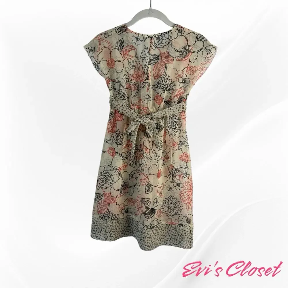 Limited Too Girls Dress  Beige Orange Black  Flowers  Spring Easter Sz 12